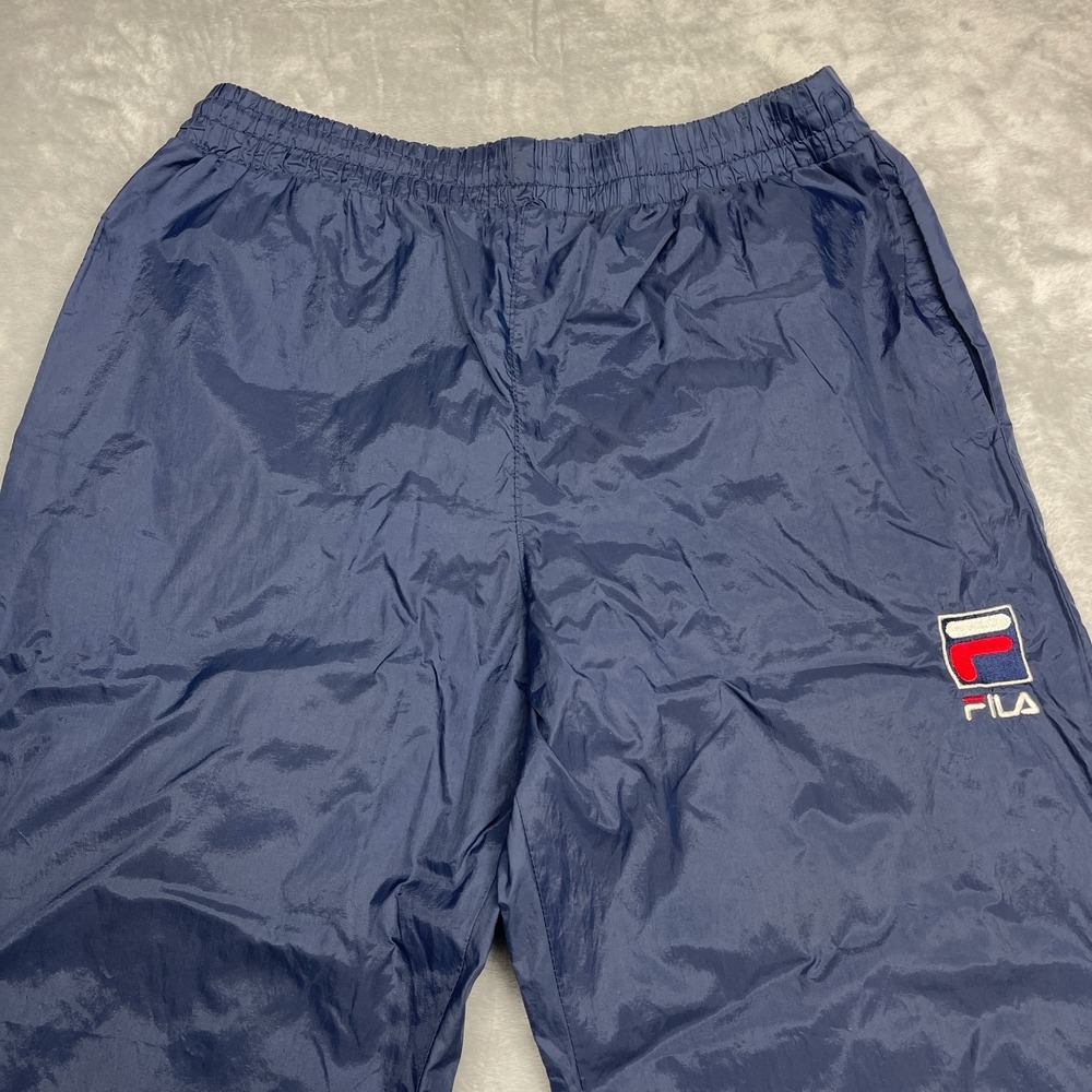 Vtg FILA Pants Men Medium Blue Zip Ankle Tapered Leg Elastic Waist Track Pull On - Picture 3 of 8